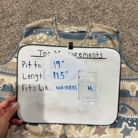 Vintage 90s y2k Women's Beach Shells Starfish Surfwear Knitted Cardigan Vest~ M - Picture 6 of 6